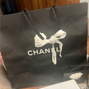 Chanel Large Classic Shopping Bag with White Flower